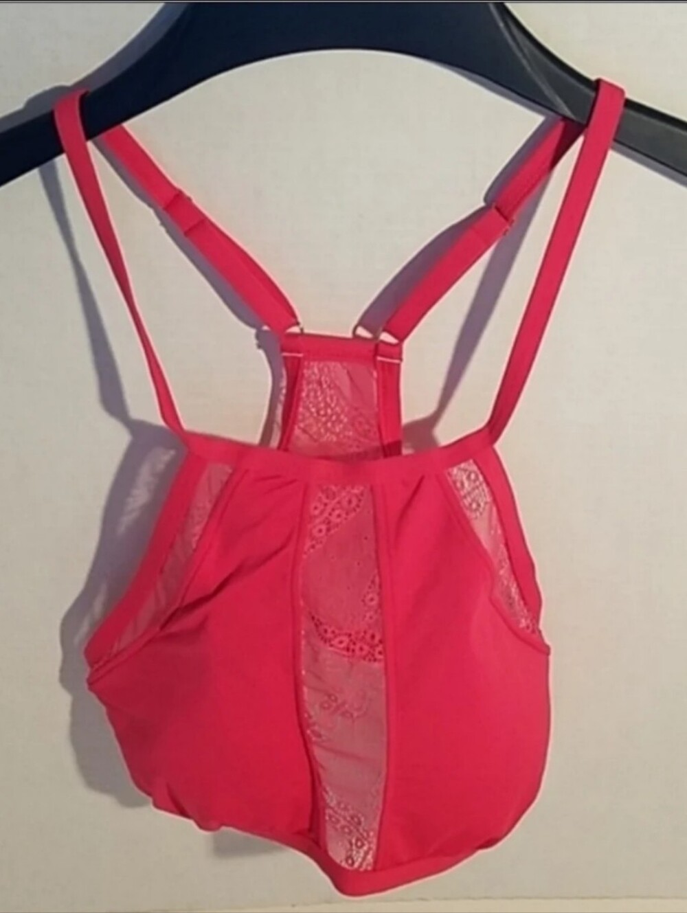 Kensie High Neck Lace-Panel Bikini Top Size L(12-14)